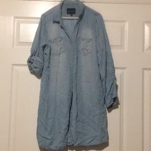 Denim mini button down dress